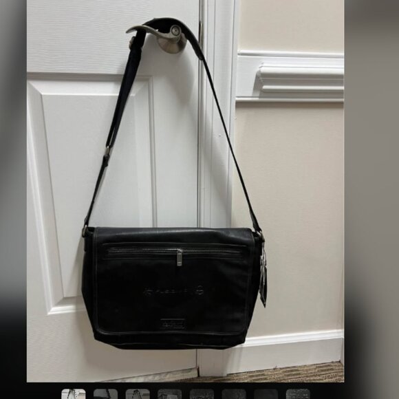 Kenneth Cole reaction laptop computer case bag black soft leather $175 15.4” - Picture 1 of 8